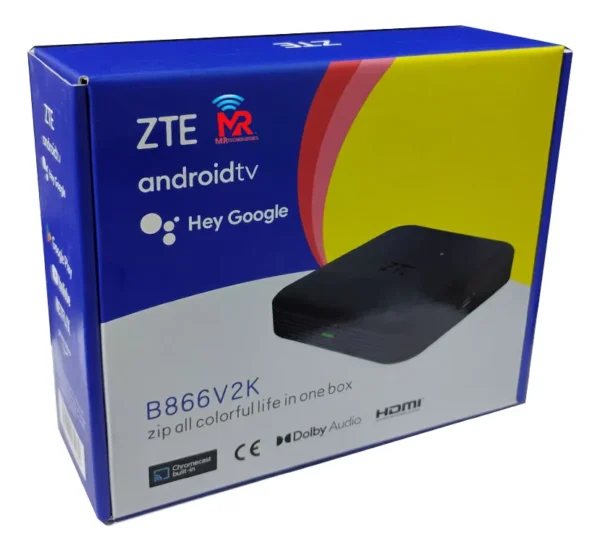TV Box ZTE B866V2K Android TV | 2GB RAM + 8GB | 4K Ultra HD | Negro | Control Remoto con Voz