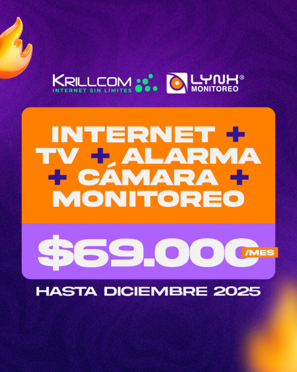 Internet + Tv + Alarma + Cámara + Monitoreo